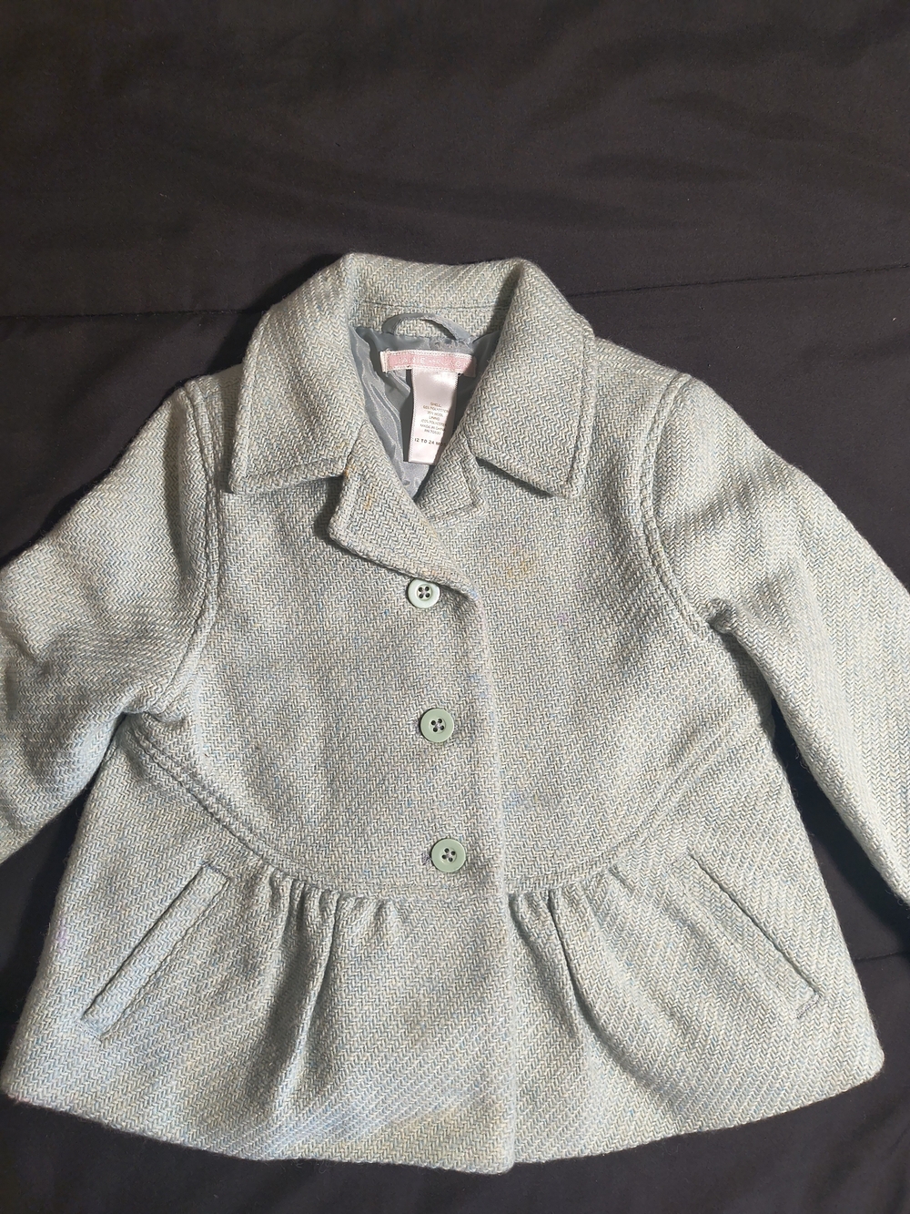 Girls' Light Blue Tweed Peplum Coat - Brand:
